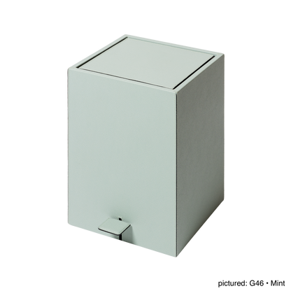 Groove Leather-Covered Wood Pedal Bin, Square