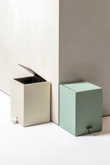 Groove Leather-Covered Wood Pedal Bin, Square