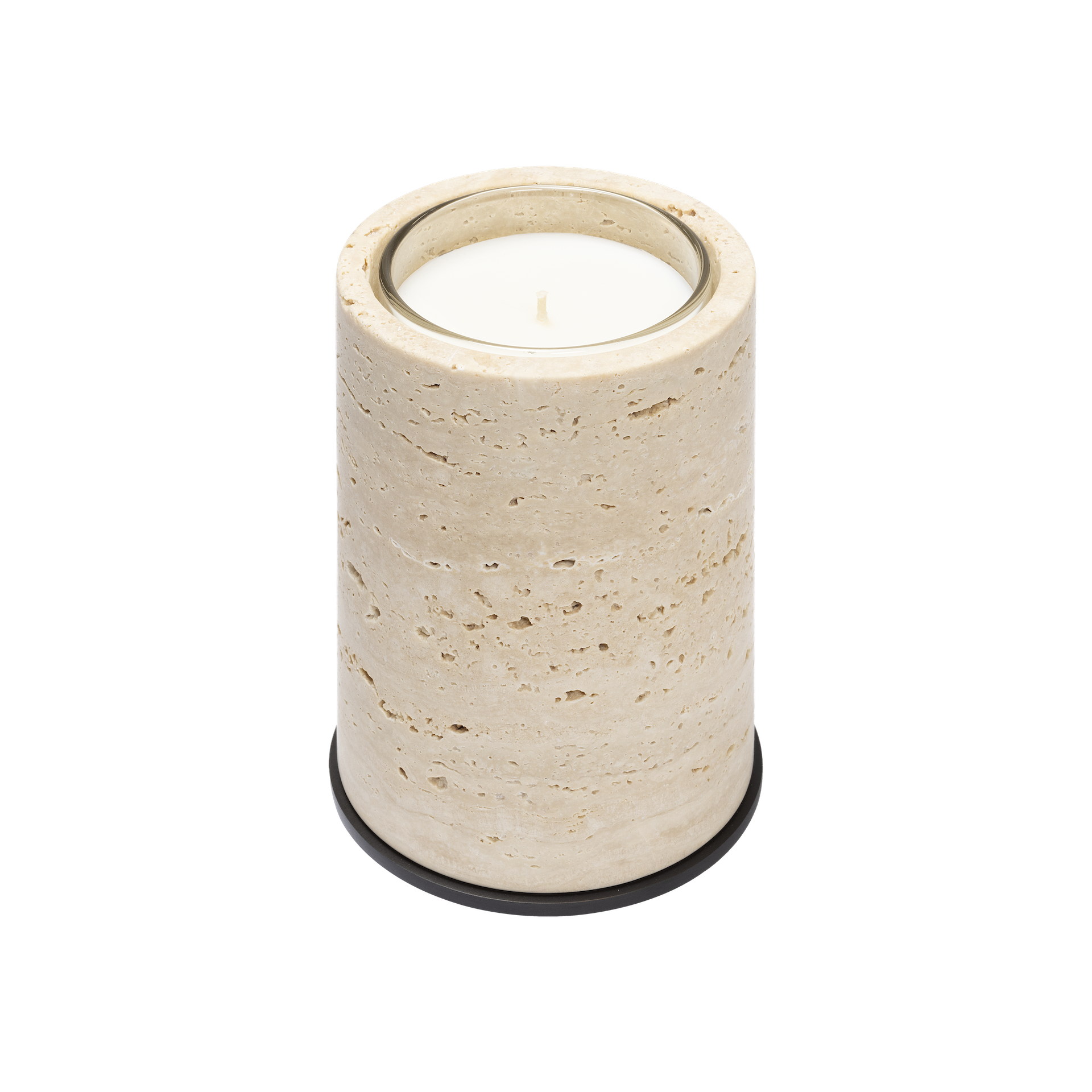 Giobagnara Positano | Candle Holder: Marble with metal base and smooth finish, with removable wax candle insert | Decor / Vases & Candle Holders | 2Jour Concierge, your luxury lifestyle shop | luxury interiors, hospitality décor, elegant living, designer home accessories, boutique hotels, refined lifestyle, yacht décor