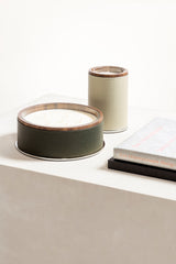 Positano Leather & Walnut Candle Holder with Metal Base