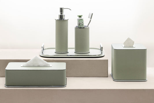 Giobagnara Polo | Tissue Holder: Leather with metal base and smooth finish, with non-slip waterproof rubber base | Bathroom / Tissue Holders | 2Jour Concierge, your luxury lifestyle shop | luxury interiors, hospitality décor, elegant living, designer home accessories, boutique hotels, refined lifestyle, yacht décor, office décor, executive interiors