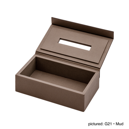Giobagnara | Parma Magnetic Tissue Holder: Leather tissue box with hinged magnetic lid | Bathroom / Tissue Holders | 2Jour Concierge, your luxury lifestyle shop | premium bathroom accessories for refined interiors and hospitality use