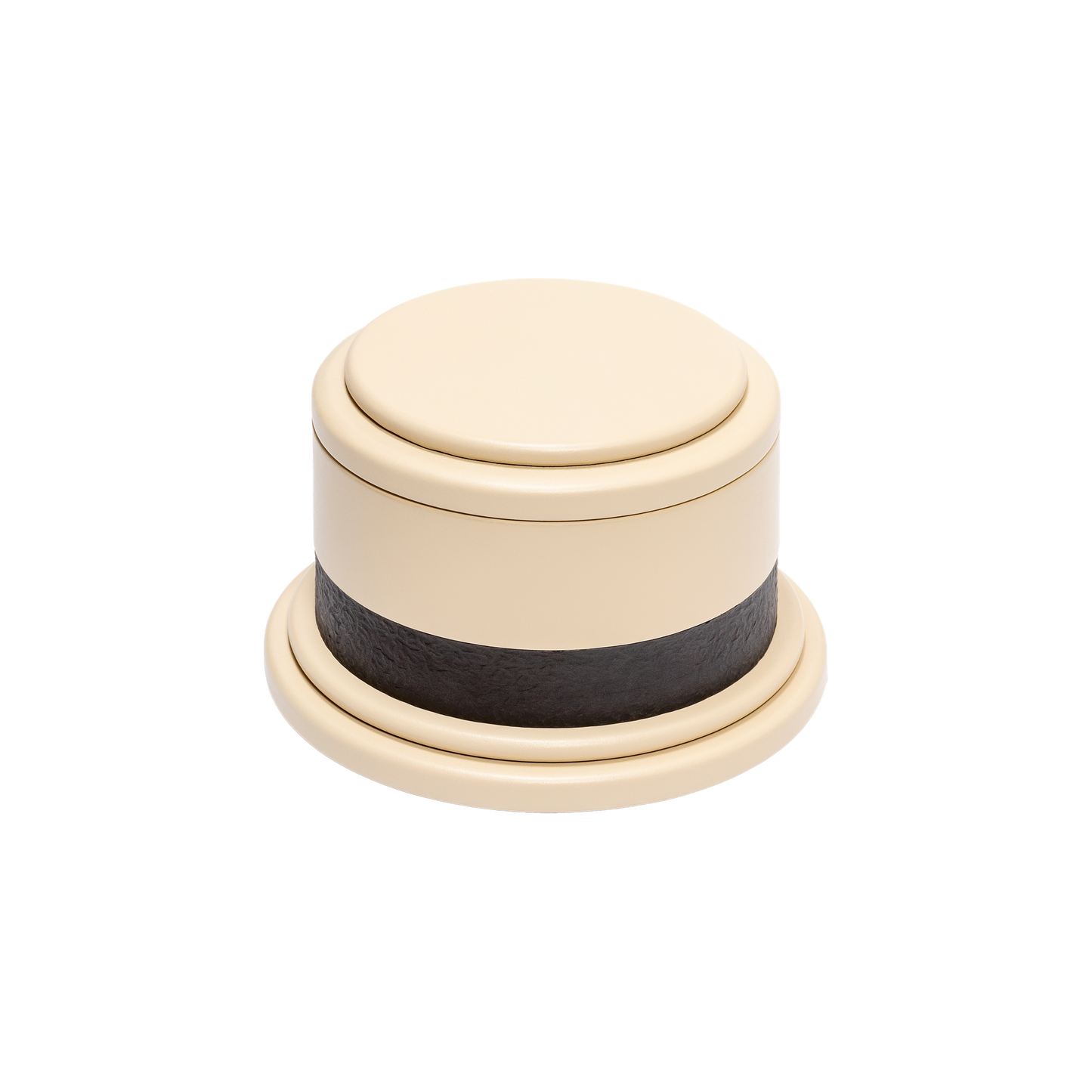 Giobagnara | Dune Incense Box: Leather-covered incense box with metal insert and removable lid | Decor / Trinket Boxes | 2Jour Concierge, your luxury lifestyle shop | luxury decorative ritual storage, premium incense accessories for expensive interiors, meditation spaces, and curated living environments