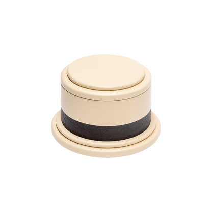 Giobagnara | Dune Incense Box: Leather-covered incense box with metal insert and removable lid | Decor / Trinket Boxes | 2Jour Concierge, your luxury lifestyle shop | luxury decorative ritual storage, premium incense accessories for expensive interiors, meditation spaces, and curated living environments