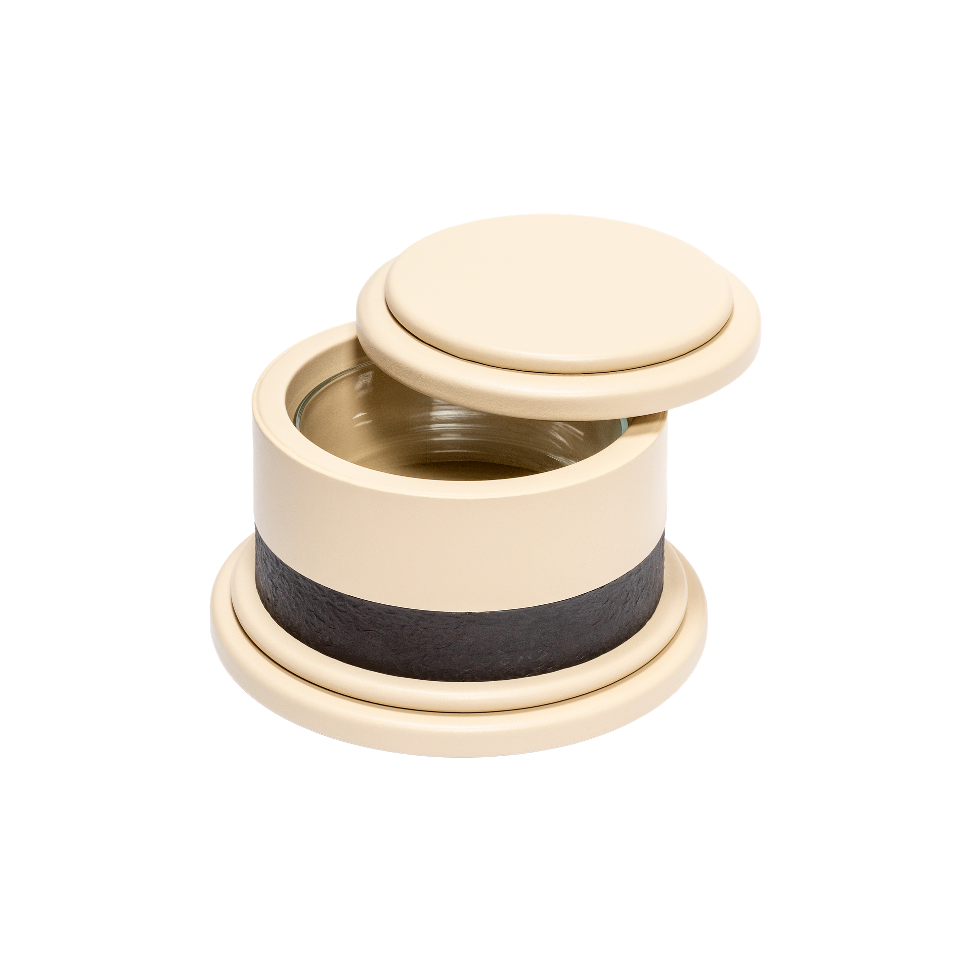 Giobagnara | Dune Incense Box: Leather-covered incense box with metal insert and removable lid | Decor / Trinket Boxes | 2Jour Concierge, your luxury lifestyle shop | luxury decorative ritual storage, premium incense accessories for expensive interiors, meditation spaces, and curated living environments