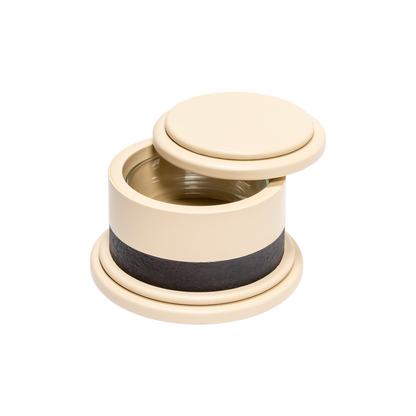 Giobagnara | Dune Incense Box: Leather-covered incense box with metal insert and removable lid | Decor / Trinket Boxes | 2Jour Concierge, your luxury lifestyle shop | luxury decorative ritual storage, premium incense accessories for expensive interiors, meditation spaces, and curated living environments