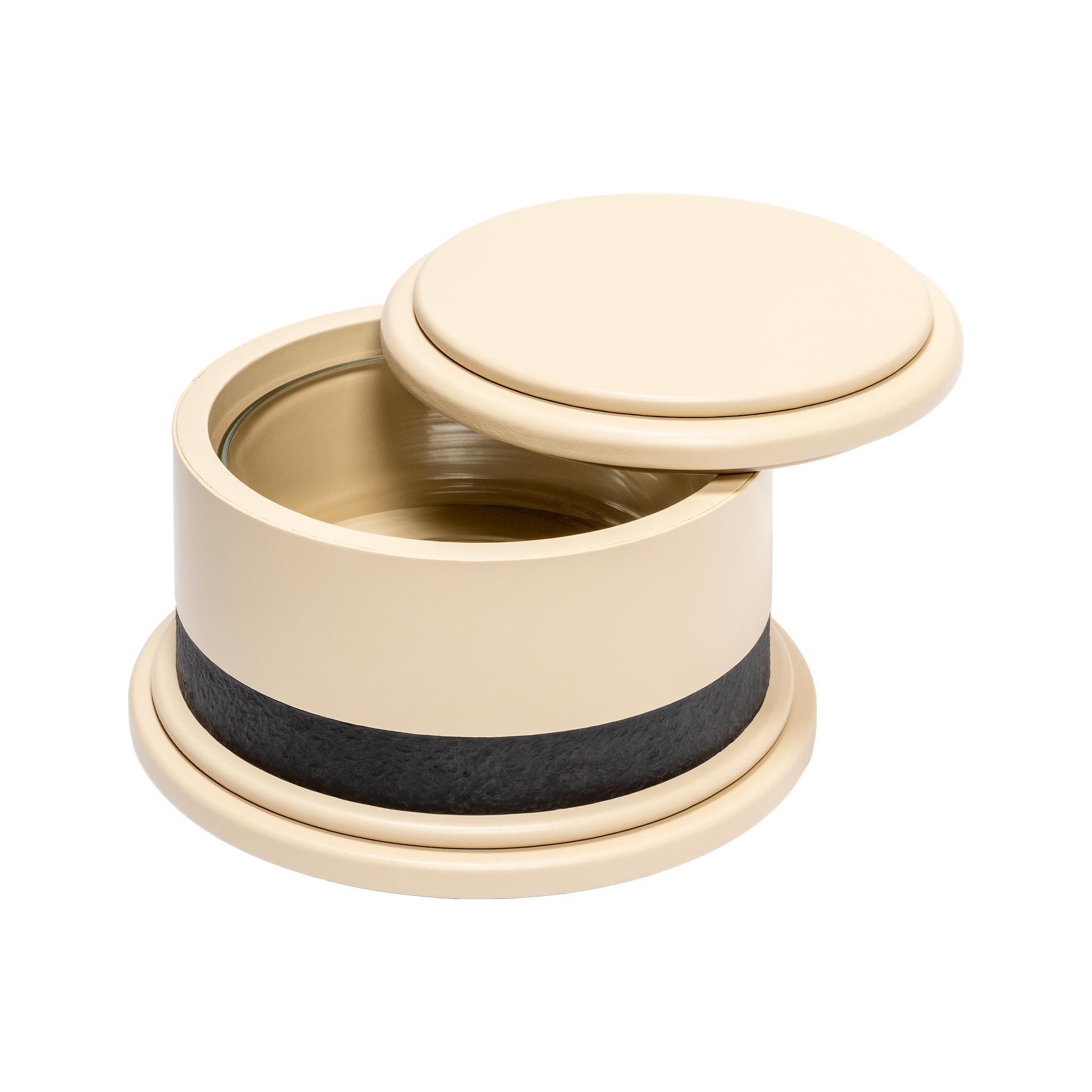 Giobagnara | Dune Incense Box: Leather-covered incense box with metal insert and removable lid | Decor / Trinket Boxes | 2Jour Concierge, your luxury lifestyle shop | luxury decorative ritual storage, premium incense accessories for expensive interiors, meditation spaces, and curated living environments