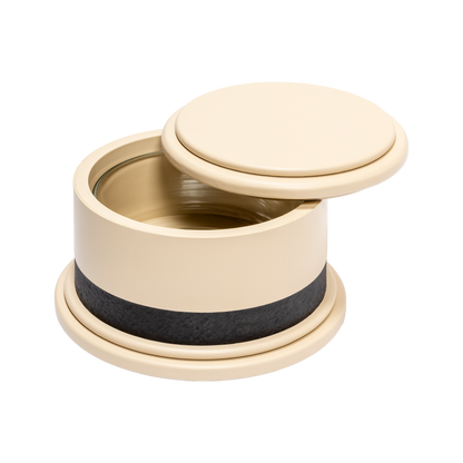 Giobagnara | Dune Incense Box: Leather-covered incense box with metal insert and removable lid | Decor / Trinket Boxes | 2Jour Concierge, your luxury lifestyle shop | luxury decorative ritual storage, premium incense accessories for expensive interiors, meditation spaces, and curated living environments