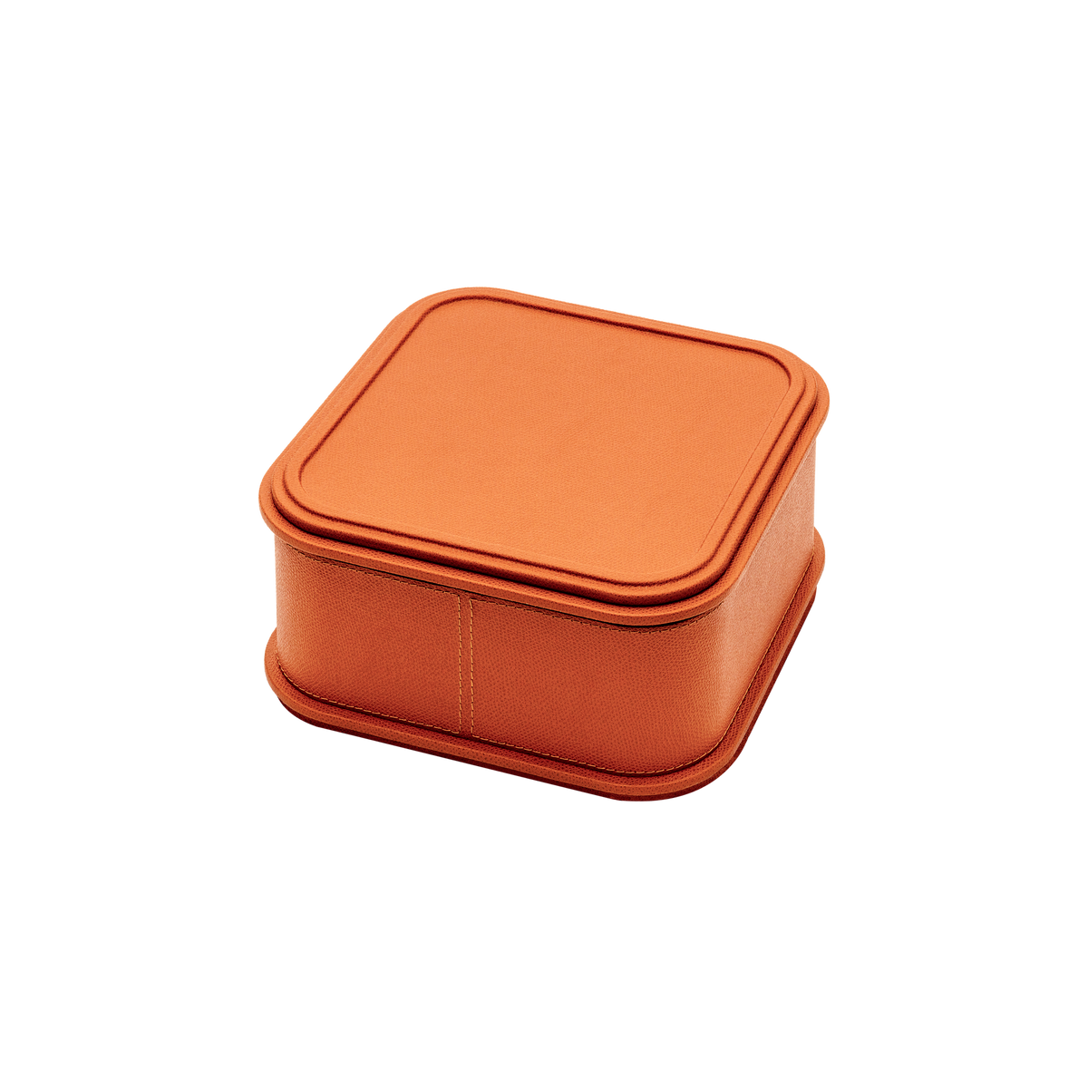 Giobagnara | Rolli Trinket Box: Leather-covered box with layered architectural profiles, monochrome and bicolor, in square, rectangular, long rectangular, and round forms | Decor | 2Jour Concierge, your luxury lifestyle shop | luxury trinket box, Giobagnara Rolli, architectural leather box, Italian designer box