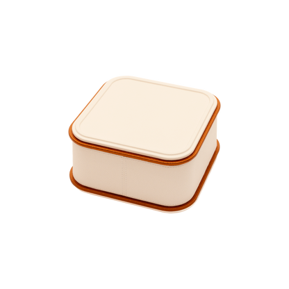 Giobagnara | Rolli Trinket Box: Leather-covered box with layered architectural profiles, monochrome and bicolor, in square, rectangular, long rectangular, and round forms | Decor | 2Jour Concierge, your luxury lifestyle shop | luxury trinket box, Giobagnara Rolli, architectural leather box, Italian designer box