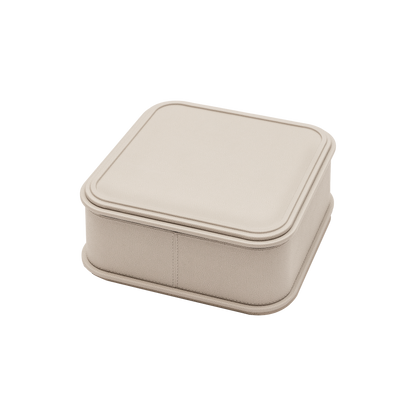 Giobagnara | Rolli Trinket Box: Leather-covered box with layered architectural profiles, monochrome and bicolor, in square, rectangular, long rectangular, and round forms | Decor | 2Jour Concierge, your luxury lifestyle shop | luxury trinket box, Giobagnara Rolli, architectural leather box, Italian designer box