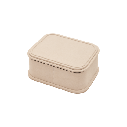 Giobagnara | Rolli Trinket Box: Leather-covered box with layered architectural profiles, monochrome and bicolor, in square, rectangular, long rectangular, and round forms | Decor | 2Jour Concierge, your luxury lifestyle shop | luxury trinket box, Giobagnara Rolli, architectural leather box, Italian designer box
