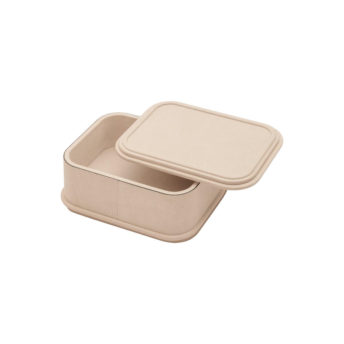 Giobagnara | Rolli Trinket Box: Leather-covered box with layered architectural profiles, monochrome and bicolor, in square, rectangular, long rectangular, and round forms | Decor | 2Jour Concierge, your luxury lifestyle shop | luxury trinket box, Giobagnara Rolli, architectural leather box, Italian designer box
