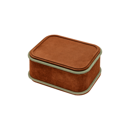 Giobagnara | Rolli Trinket Box: Leather-covered box with layered architectural profiles, monochrome and bicolor, in square, rectangular, long rectangular, and round forms | Decor | 2Jour Concierge, your luxury lifestyle shop | luxury trinket box, Giobagnara Rolli, architectural leather box, Italian designer box
