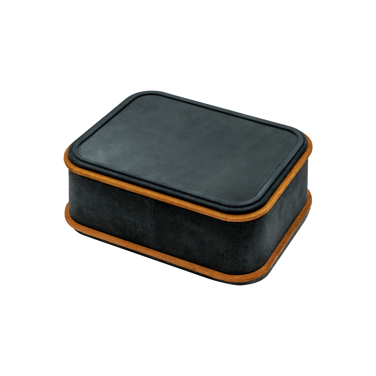 Giobagnara | Rolli Trinket Box: Leather-covered box with layered architectural profiles, monochrome and bicolor, in square, rectangular, long rectangular, and round forms | Decor | 2Jour Concierge, your luxury lifestyle shop | luxury trinket box, Giobagnara Rolli, architectural leather box, Italian designer box