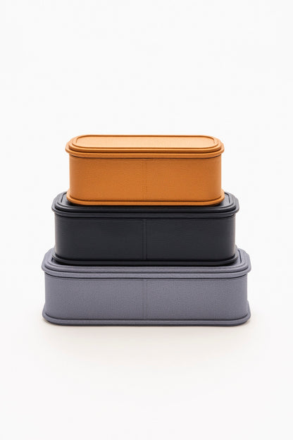 Rolli Leather-Covered Trinket Box, Monochrome/Bicolor