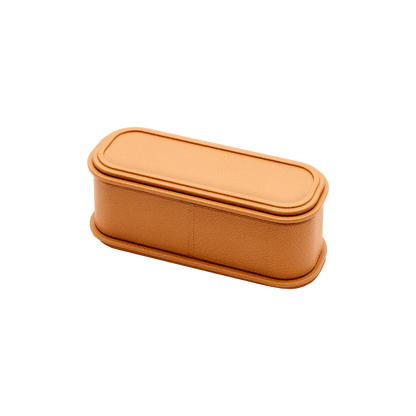 Giobagnara | Rolli Trinket Box: Leather-covered box with layered architectural profiles, monochrome and bicolor, in square, rectangular, long rectangular, and round forms | Decor | 2Jour Concierge, your luxury lifestyle shop | luxury trinket box, Giobagnara Rolli, architectural leather box, Italian designer box
