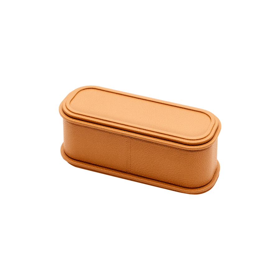 Giobagnara | Rolli Trinket Box: Leather-covered box with layered architectural profiles, monochrome and bicolor, in square, rectangular, long rectangular, and round forms | Decor | 2Jour Concierge, your luxury lifestyle shop | luxury trinket box, Giobagnara Rolli, architectural leather box, Italian designer box
