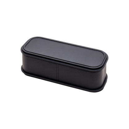 Giobagnara | Rolli Trinket Box: Leather-covered box with layered architectural profiles, monochrome and bicolor, in square, rectangular, long rectangular, and round forms | Decor | 2Jour Concierge, your luxury lifestyle shop | luxury trinket box, Giobagnara Rolli, architectural leather box, Italian designer box