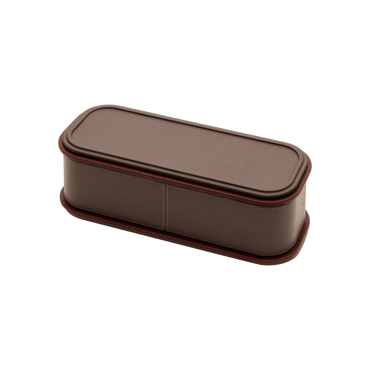 Giobagnara | Rolli Trinket Box: Leather-covered box with layered architectural profiles, monochrome and bicolor, in square, rectangular, long rectangular, and round forms | Decor | 2Jour Concierge, your luxury lifestyle shop | luxury trinket box, Giobagnara Rolli, architectural leather box, Italian designer box