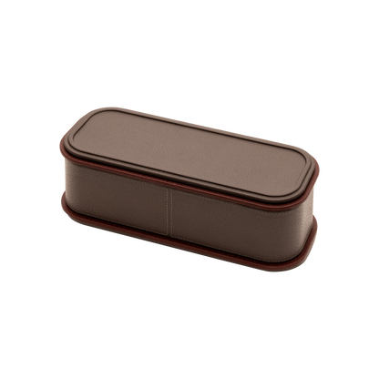 Giobagnara | Rolli Trinket Box: Leather-covered box with layered architectural profiles, monochrome and bicolor, in square, rectangular, long rectangular, and round forms | Decor | 2Jour Concierge, your luxury lifestyle shop | luxury trinket box, Giobagnara Rolli, architectural leather box, Italian designer box