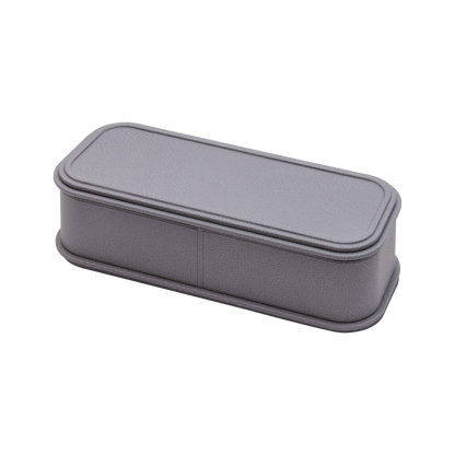 Giobagnara | Rolli Trinket Box: Leather-covered box with layered architectural profiles, monochrome and bicolor, in square, rectangular, long rectangular, and round forms | Decor | 2Jour Concierge, your luxury lifestyle shop | luxury trinket box, Giobagnara Rolli, architectural leather box, Italian designer box