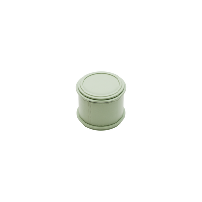 Giobagnara | Rolli Trinket Box: Leather-covered box with layered architectural profiles, monochrome and bicolor, in square, rectangular, long rectangular, and round forms | Decor | 2Jour Concierge, your luxury lifestyle shop | luxury trinket box, Giobagnara Rolli, architectural leather box, Italian designer box