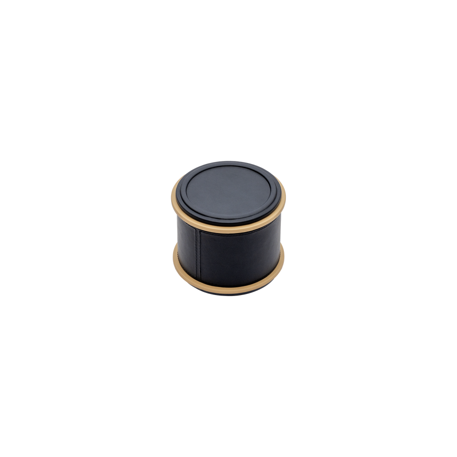 Giobagnara | Rolli Trinket Box: Leather-covered box with layered architectural profiles, monochrome and bicolor, in square, rectangular, long rectangular, and round forms | Decor | 2Jour Concierge, your luxury lifestyle shop | luxury trinket box, Giobagnara Rolli, architectural leather box, Italian designer box