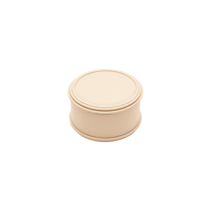 Giobagnara | Rolli Trinket Box: Leather-covered box with layered architectural profiles, monochrome and bicolor, in square, rectangular, long rectangular, and round forms | Decor | 2Jour Concierge, your luxury lifestyle shop | luxury trinket box, Giobagnara Rolli, architectural leather box, Italian designer box