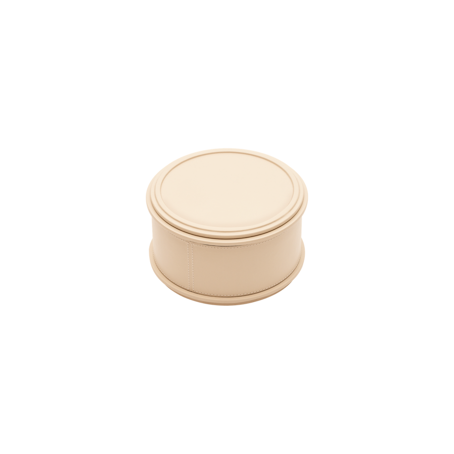 Giobagnara | Rolli Trinket Box: Leather-covered box with layered architectural profiles, monochrome and bicolor, in square, rectangular, long rectangular, and round forms | Decor | 2Jour Concierge, your luxury lifestyle shop | luxury trinket box, Giobagnara Rolli, architectural leather box, Italian designer box