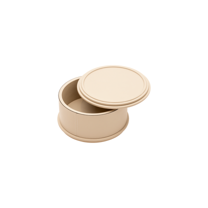Giobagnara | Rolli Trinket Box: Leather-covered box with layered architectural profiles, monochrome and bicolor, in square, rectangular, long rectangular, and round forms | Decor | 2Jour Concierge, your luxury lifestyle shop | luxury trinket box, Giobagnara Rolli, architectural leather box, Italian designer box