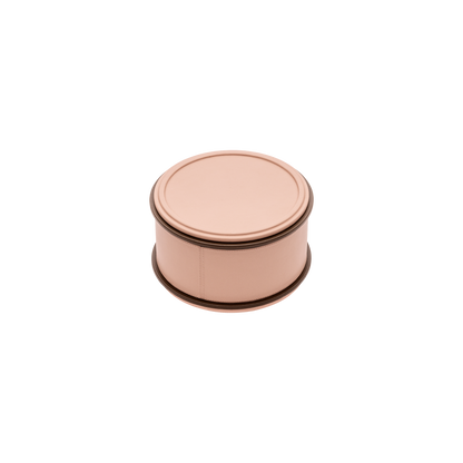 Giobagnara | Rolli Trinket Box: Leather-covered box with layered architectural profiles, monochrome and bicolor, in square, rectangular, long rectangular, and round forms | Decor | 2Jour Concierge, your luxury lifestyle shop | luxury trinket box, Giobagnara Rolli, architectural leather box, Italian designer box