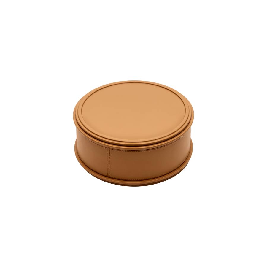 Giobagnara | Rolli Trinket Box: Leather-covered box with layered architectural profiles, monochrome and bicolor, in square, rectangular, long rectangular, and round forms | Decor | 2Jour Concierge, your luxury lifestyle shop | luxury trinket box, Giobagnara Rolli, architectural leather box, Italian designer box
