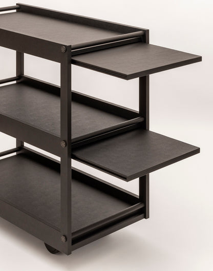 Giobagnara | Jeremy Serving Trolley N°2: Wooden service trolley with metal details and extendable surfaces | Furniture / Servant Tables & Trolleys | 2Jour Concierge, your luxury lifestyle shop | premium serving solutions for refined residential and hospitality interiors