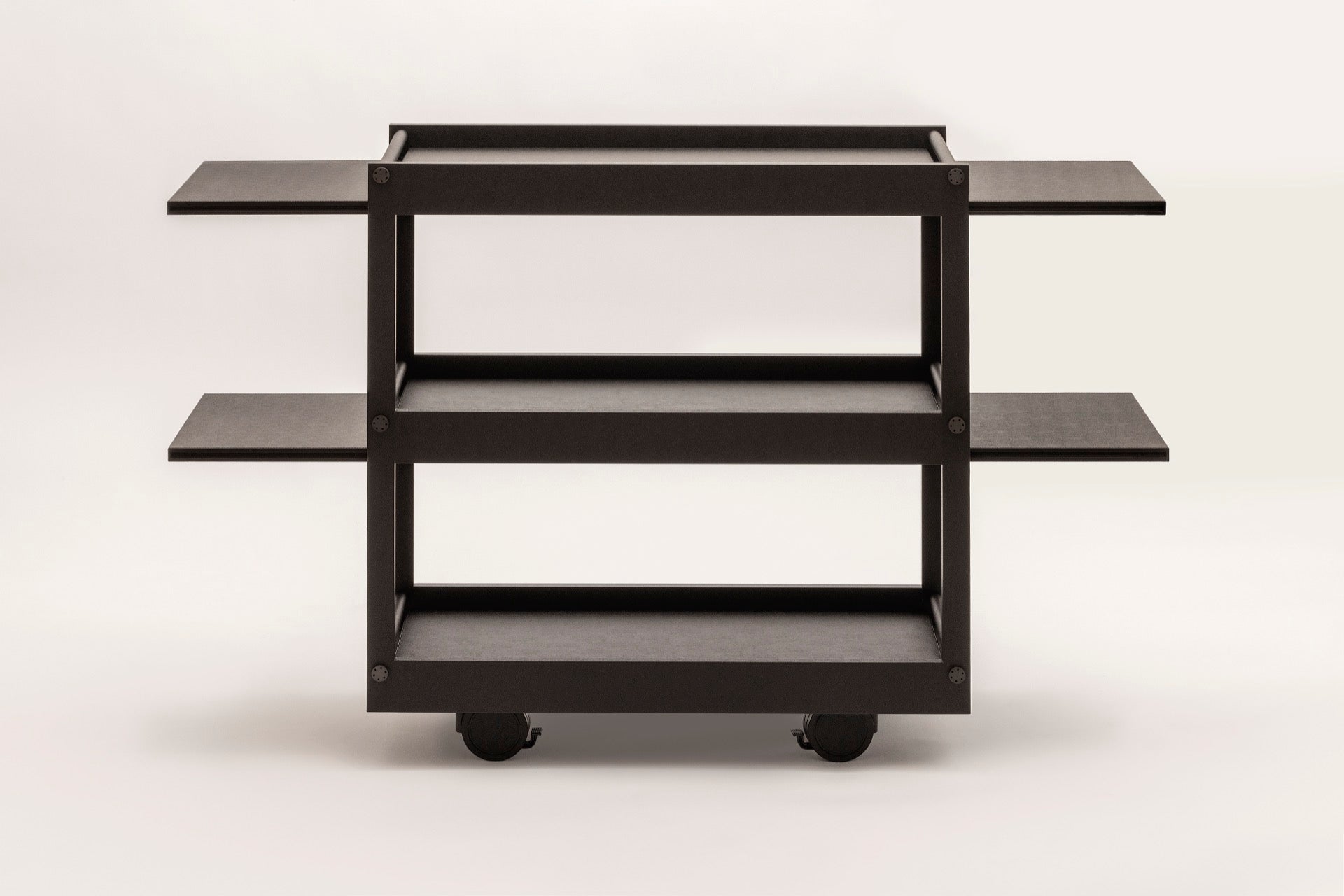 Giobagnara | Jeremy Serving Trolley N°2: Wooden service trolley with metal details and extendable surfaces | Furniture / Servant Tables & Trolleys | 2Jour Concierge, your luxury lifestyle shop | premium serving solutions for refined residential and hospitality interiors