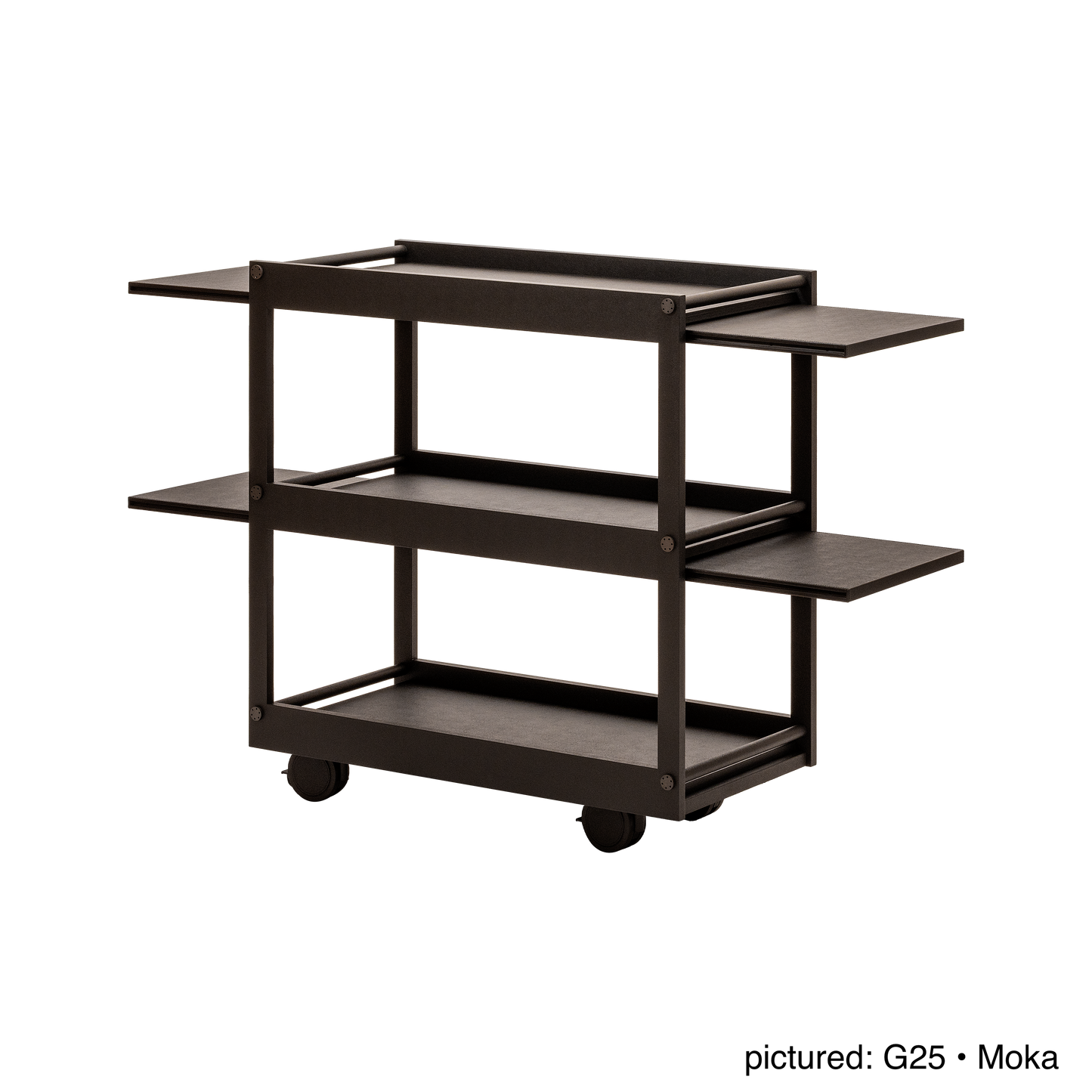 Giobagnara | Jeremy Serving Trolley N°2: Wooden service trolley with metal details and extendable surfaces | Furniture / Servant Tables & Trolleys | 2Jour Concierge, your luxury lifestyle shop | premium serving solutions for refined residential and hospitality interiors