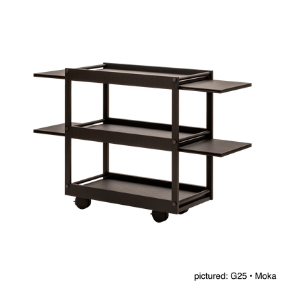 Giobagnara | Jeremy Serving Trolley N°2: Wooden service trolley with metal details and extendable surfaces | Furniture / Servant Tables & Trolleys | 2Jour Concierge, your luxury lifestyle shop | premium serving solutions for refined residential and hospitality interiors