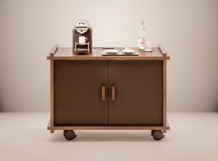 Structura Leather-Covered Wood Modular Bar Cart: Double Shelving Systems