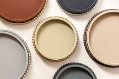 Perla Leather-Covered Valet Tray, Round with Beaded Profile