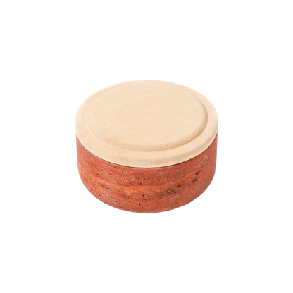 Giobagnara | Naxos Leather & Marble Bowl: Travertine marble bowl with leather-covered lid in multiple sizes | Decor / Trinket Boxes | 2Jour Concierge, your luxury lifestyle shop | luxury decorative storage, premium stone objects for expensive interiors, bedside tables, desks, and curated shelving