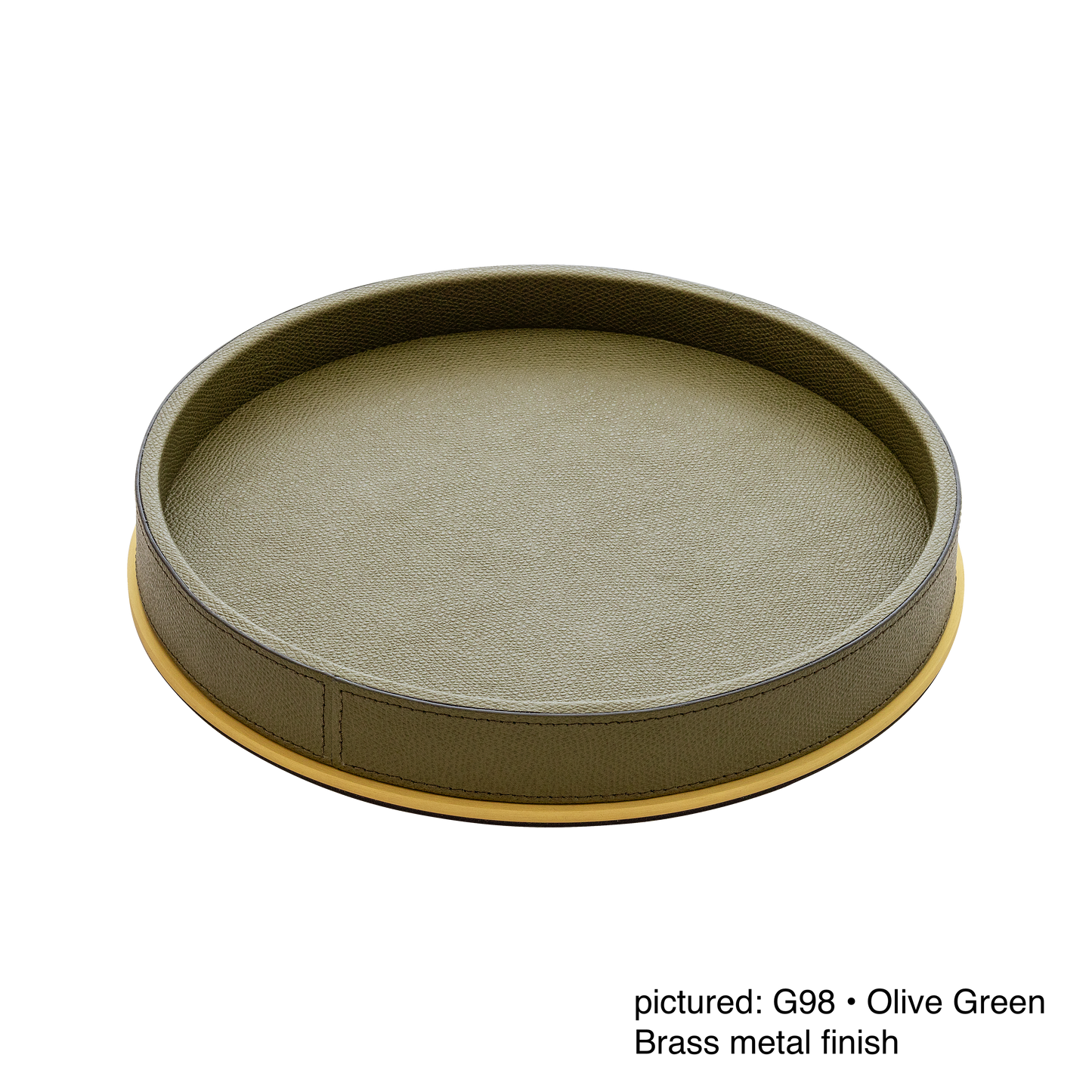 Giobagnara | Polo Leather & Metal Valet Tray: Leather-covered valet tray with metal base in multiple shapes and sizes | Decor / Valet Trays | 2Jour Concierge, your luxury lifestyle shop | premium tabletop accessories for expensive interiors, hotels, and curated hospitality environments