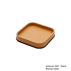 Polo Leather-Covered Wood Valet Tray with Metal Base, Square