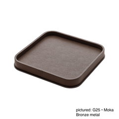 Polo Leather-Covered Wood Valet Tray with Metal Base, Square XL