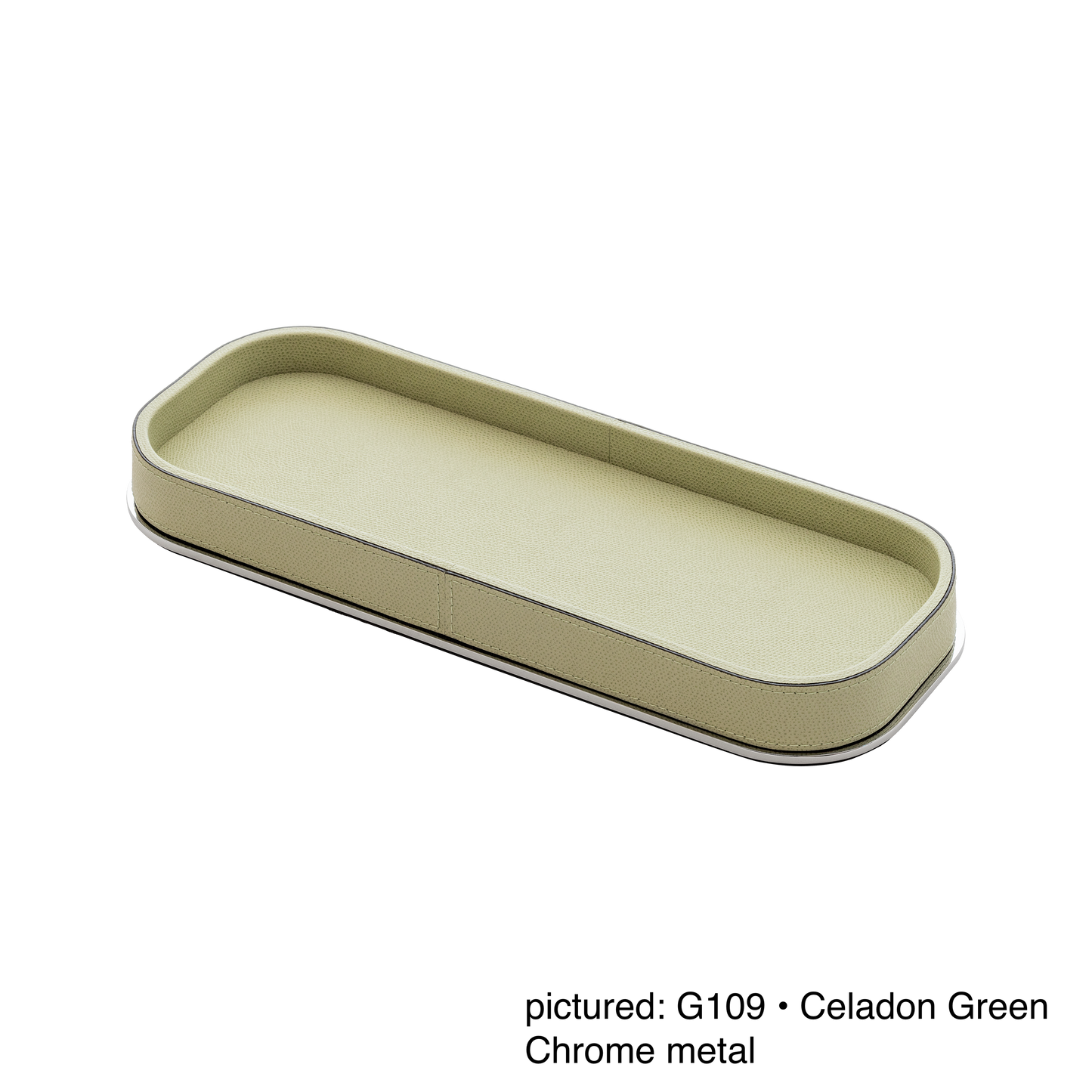 Polo Leather-Covered Wood Valet Tray with Metal Base, Long Rectangular XL