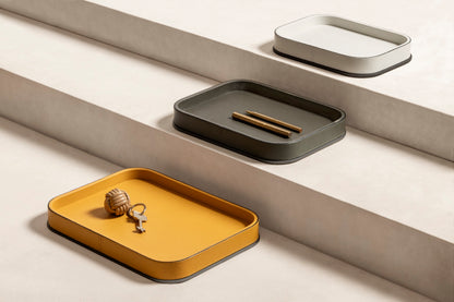 Giobagnara | Polo Rectangular Valet Tray: Leather-covered wooden valet tray with metal base | Bathroom / Bathroom Collection | 2Jour Concierge, your luxury lifestyle shop | premium surface organization for expensive interiors, bedside tables, bathrooms, desks, and curated living spaces