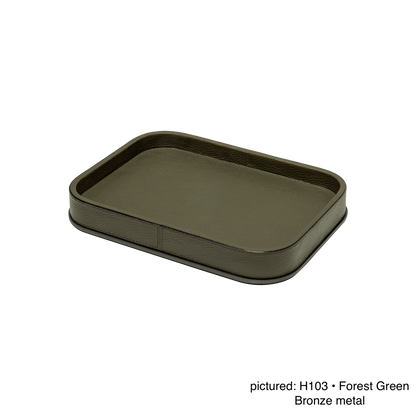 Giobagnara | Polo Rectangular Valet Tray: Leather-covered wooden valet tray with metal base | Bathroom / Bathroom Collection | 2Jour Concierge, your luxury lifestyle shop | premium surface organization for expensive interiors, bedside tables, bathrooms, desks, and curated living spaces