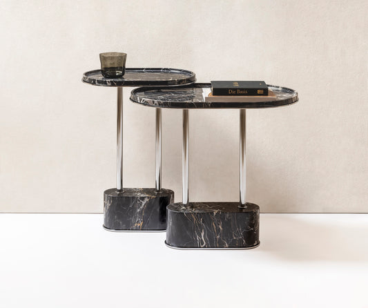Sorrento Marble Oval Side Table with Metal Base