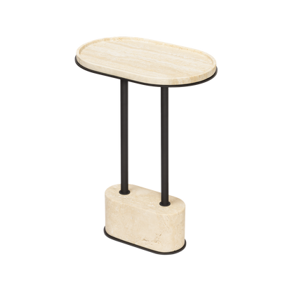 Sorrento Marble Oval Side Table with Metal Base
