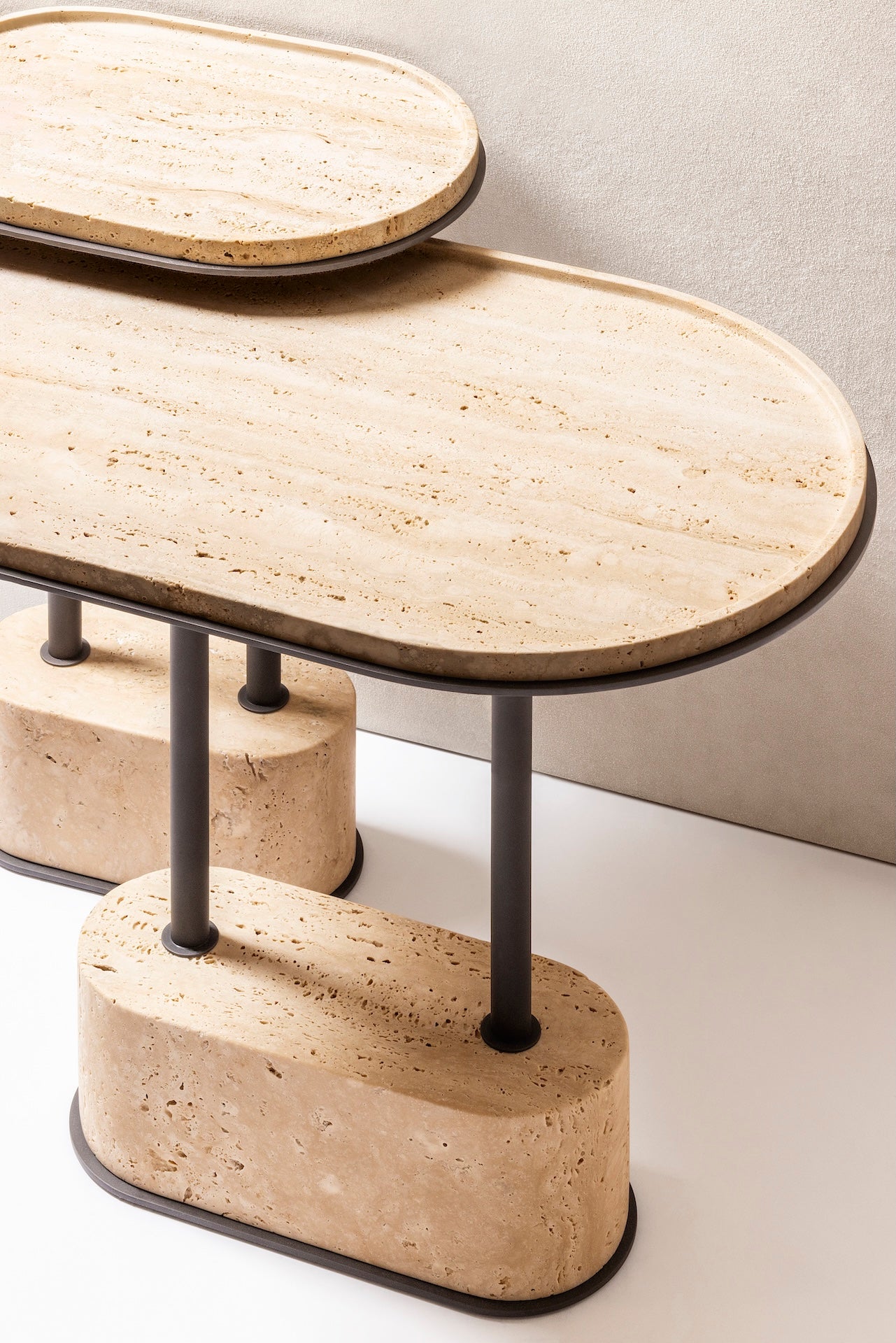 Sorrento Marble Oval Side Table with Metal Base