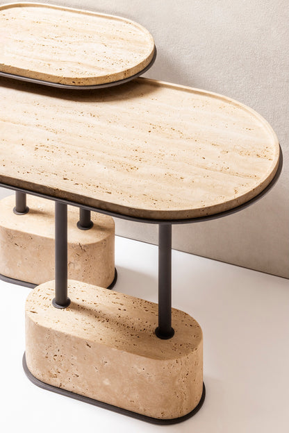 Sorrento Marble Oval Side Table with Metal Base